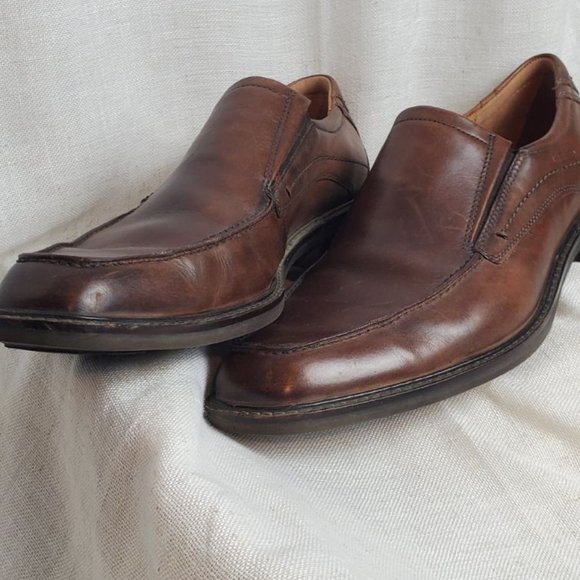 ECCO Brown Leather Slip On Dress Shoes